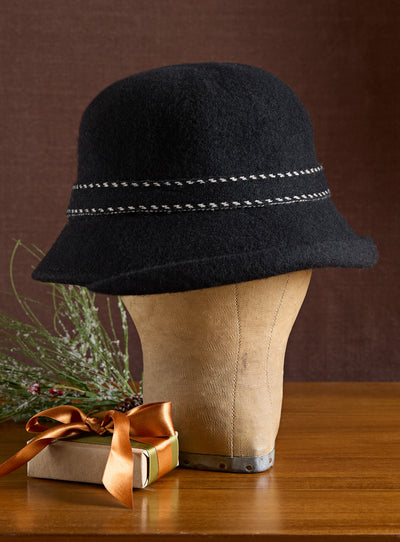 Soft Stitch Cloche Hat — Black
