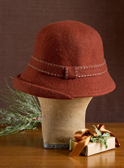 Soft Stitch Cloche Hat — Rust