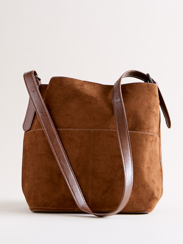 All Day Crossbody Bucket Tote — Brown