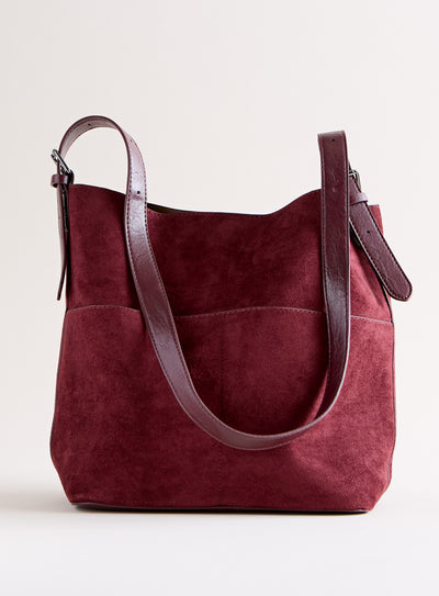 All Day Crossbody Bucket Tote — Wine