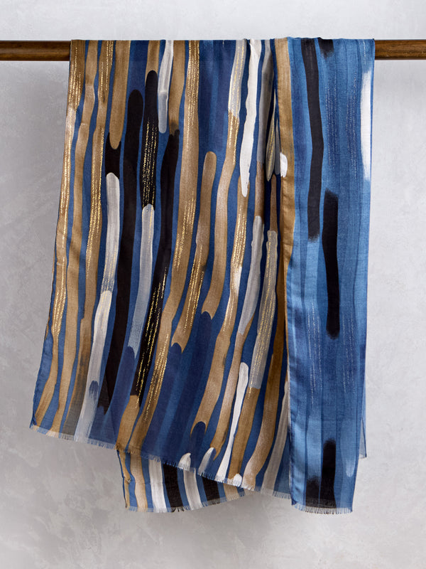 Gilded Rainfall Scarf — Blue
