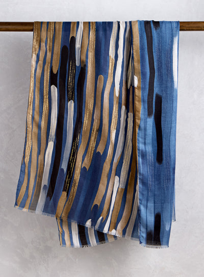 Gilded Rainfall Scarf — Blue