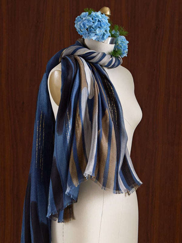 Gilded Rainfall Scarf — Blue