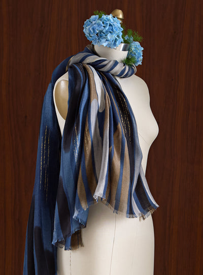 Gilded Rainfall Scarf — Blue