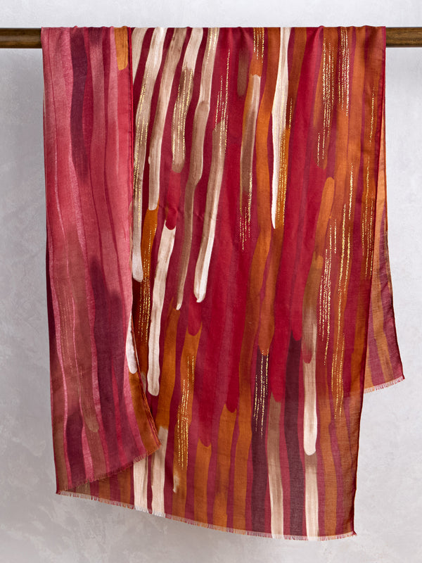Gilded Rainfall Scarf — Wine