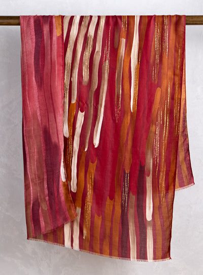 Gilded Rainfall Scarf — Wine