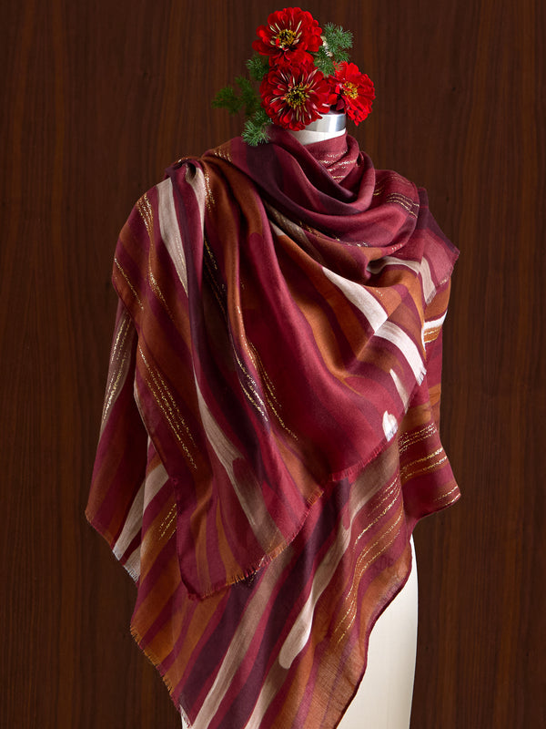 Gilded Rainfall Scarf — Wine