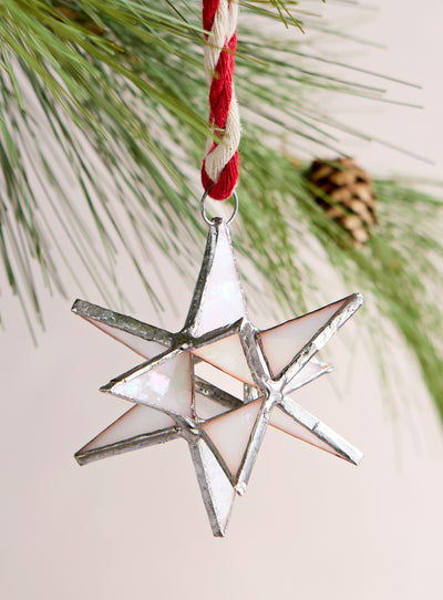 Mini Stained Glass Star Ornament — White