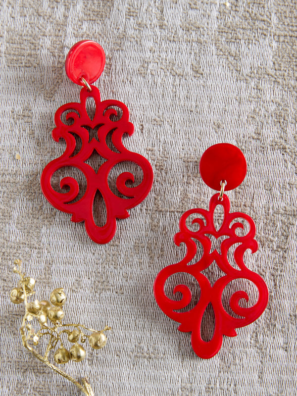 Go for Baroque Earrings — Red
