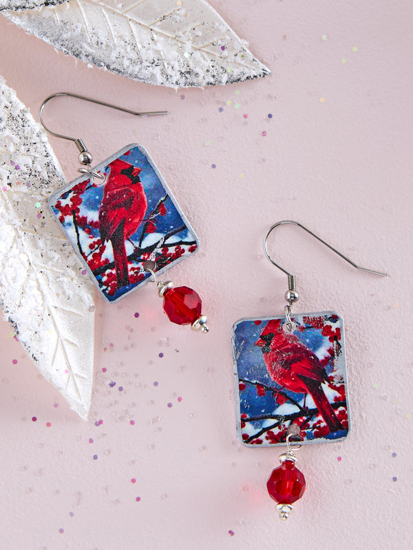 Winter Cardinal Earrings