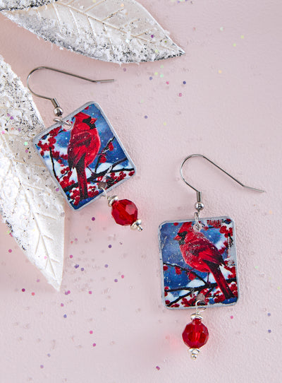 Winter Cardinal Earrings