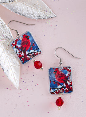 Winter Cardinal Earrings