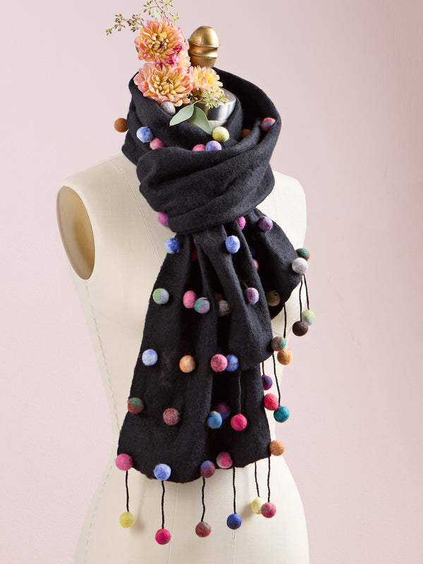Sugar Sprinkles Felted Scarf — Black