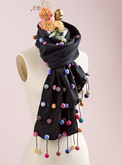 Sugar Sprinkles Felted Scarf — Black