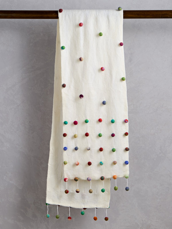 Sugar Sprinkles Felted Scarf — White