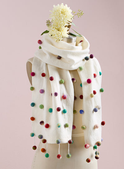 Sugar Sprinkles Felted Scarf — White