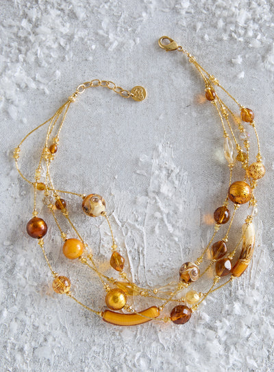 Venetian Topaz Glass Necklace — Honey