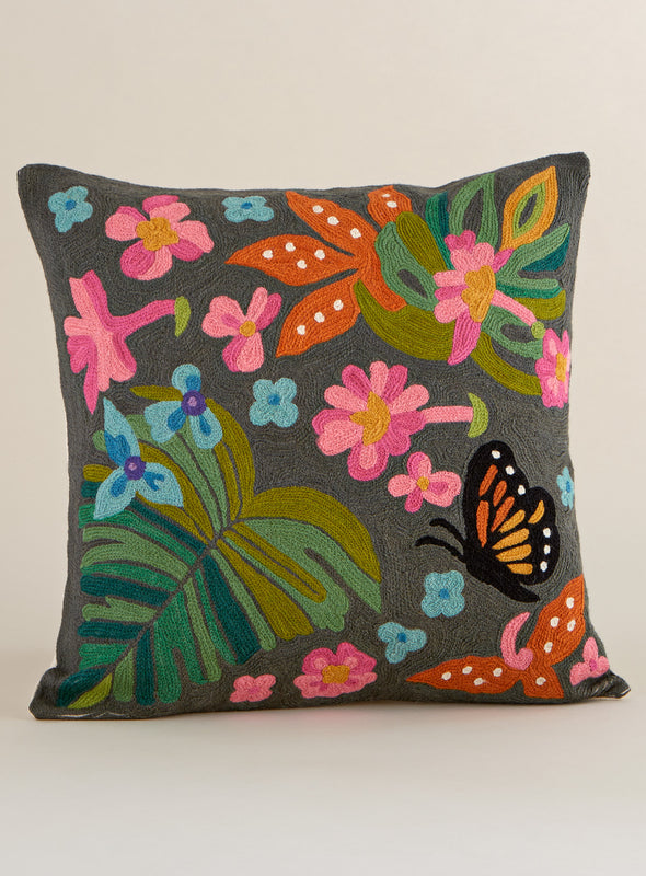 Tropical Butterfly Throw Pillow - Square