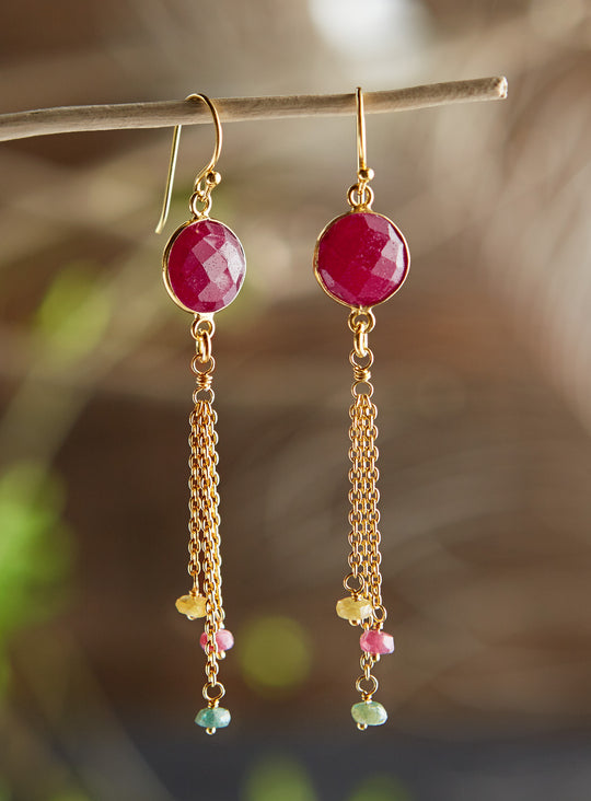 Pink Sunset Sapphire Earrings