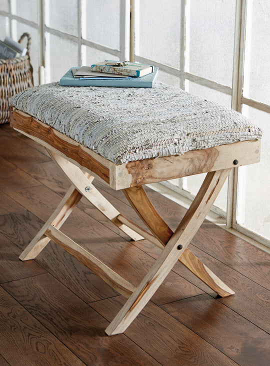 Silver and Leather Folding Table