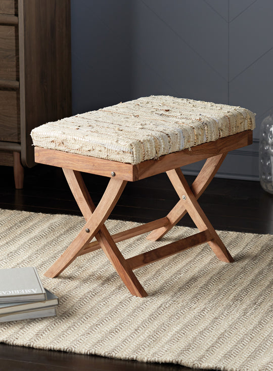 Gold and Leather Folding Table