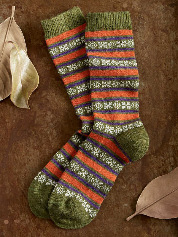 Cozy Alpaca Solid Stripe Socks