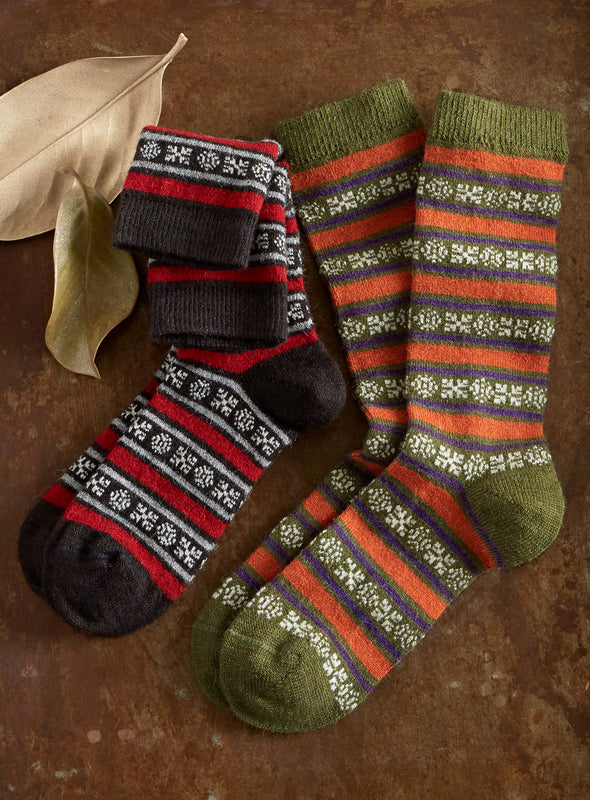Cozy Alpaca Solid Stripe Socks