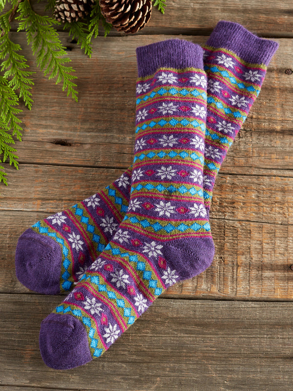 Cozy Alpaca Diamond Stripe Socks