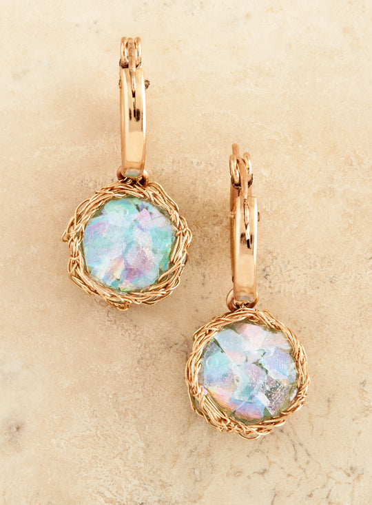 Roman Glass Gold Thread Earrings