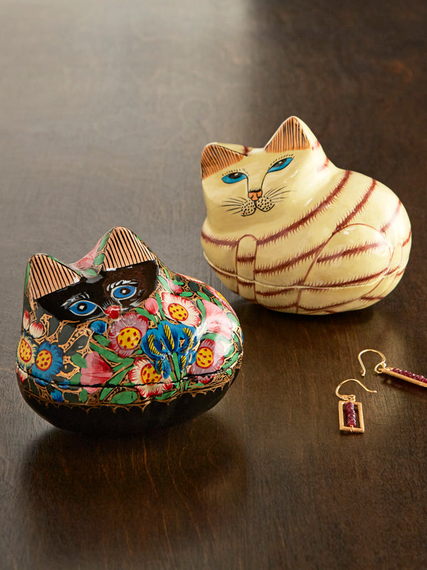Fanciful Feline Treasure Boxes - Set of 2