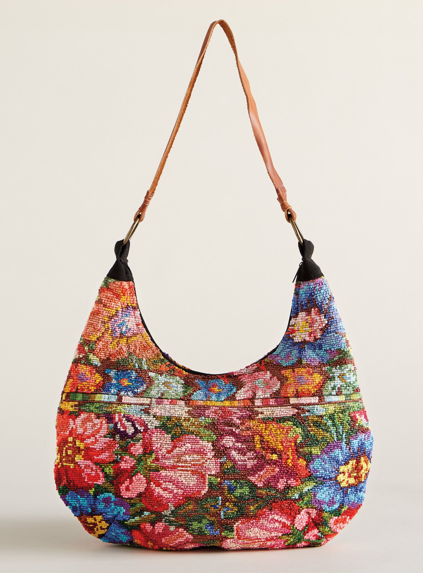 Women's Hobo Cross Body Bag Embroidered Bag Floral 