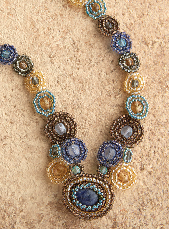 Vintage Native American Beaded Medallion Circle Necklace Green Flower | eBay