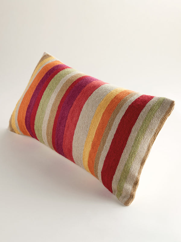 Kashmiri Crewel Pillow – Stripes