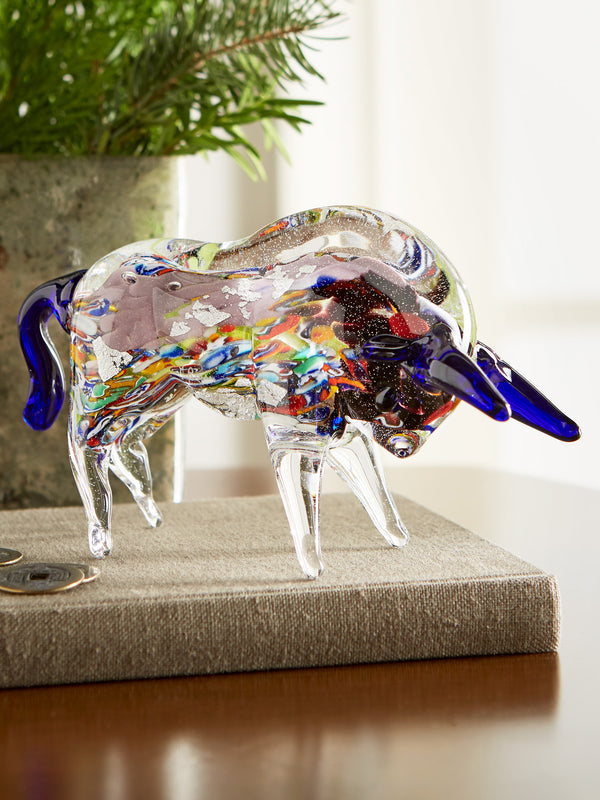 Millefiori Glass Bull Sculpture