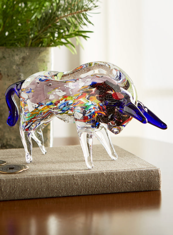 Millefiori Glass Bull Sculpture