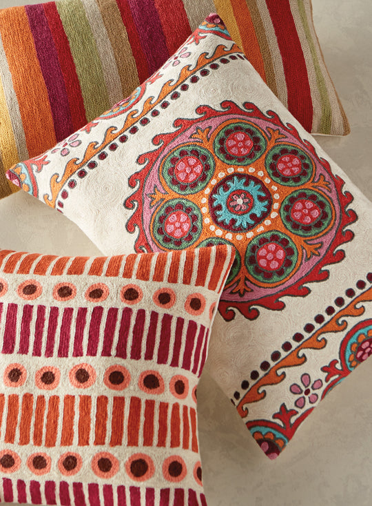 Kashmiri Crewel Throw Pillows