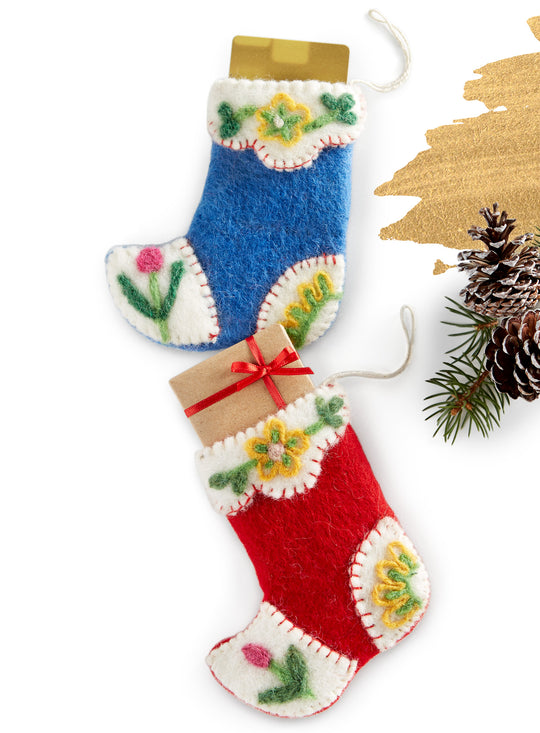 Felted Stocking Gift Card Holders - Set of 2