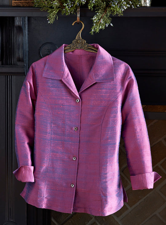 Iridescent Silk Shirt Jacket