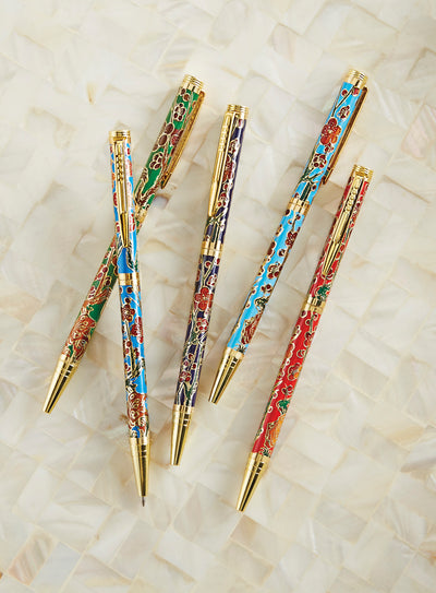 Floral Cloisonné Pens - Set of 5