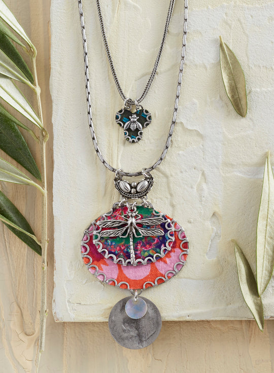 Dragonfly Collage Necklace