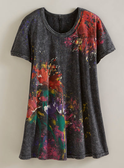 Floral Art Short-Sleeved Tunic