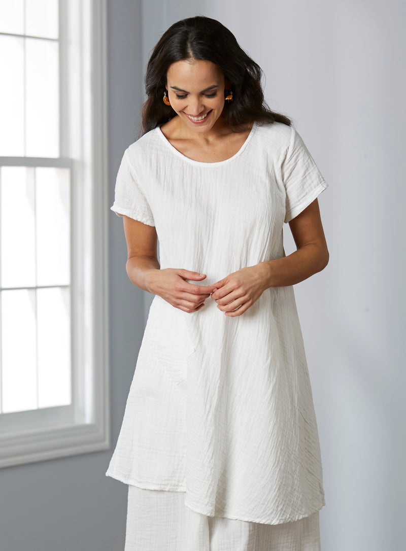 Crinkle Cotton Trapeze Tunic Dress | Petalura Crinkle Cotton Trapeze Tunic Dress | Petalura