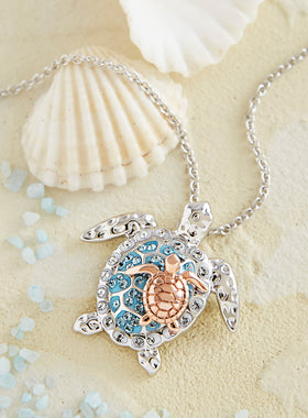 Mother and Child Turtle Necklace