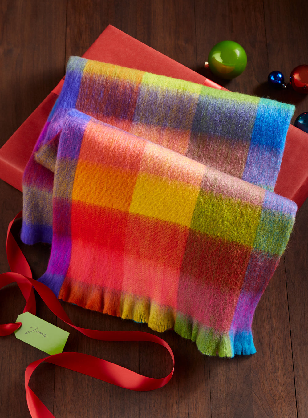  Fleece Blanket Throw Blanket, Colorful Rainbow Plaid