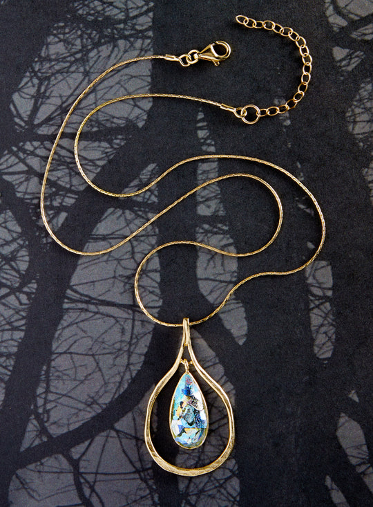 Rainbow Raindrop Roman Glass Necklace