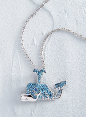 Whale Family Crystal Necklace