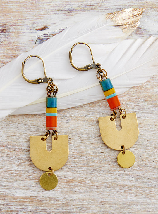 Golden Parabola Earrings - Dark Turquoise