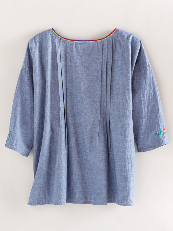 Chambray Garden Embroidered Tunic