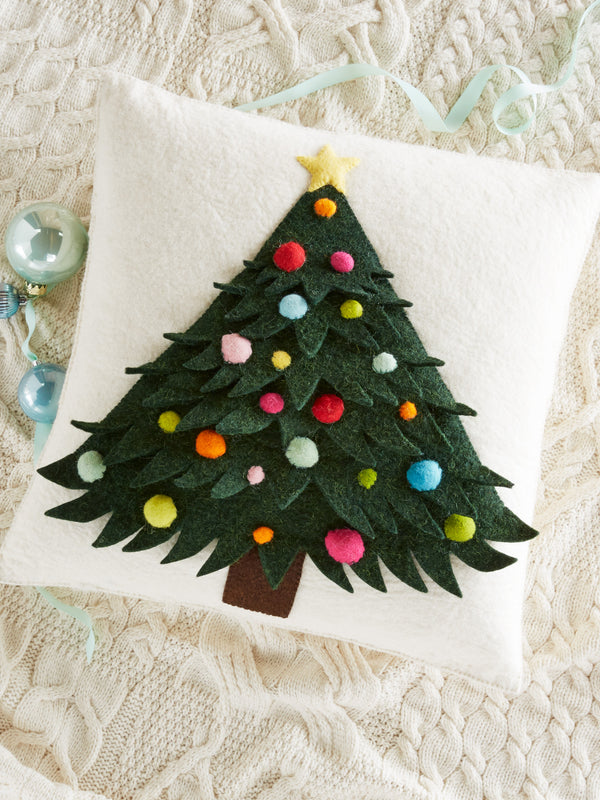 Hand-felted Christmas Tree Pillow