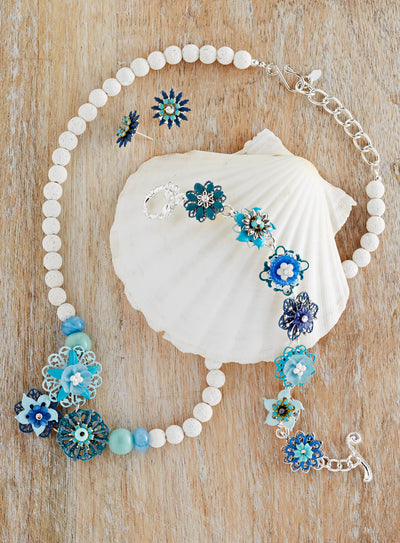 Winter Harbor Collage Necklace